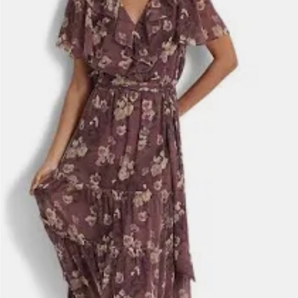 Ralph Lauren crinkle Wrap Floral Georgette dress 4P